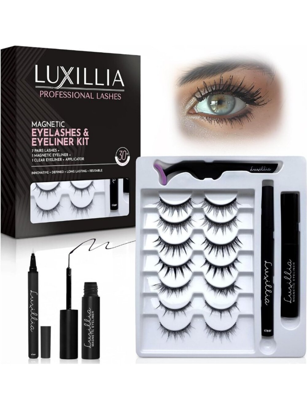 Magnetic Eyelashes Kit with Applicator - 10 Pairs of Natural Look Lashes